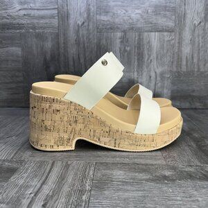 Reef Sunset Ibiza Women's size 10 Ivory Double Strap Platform Wedge Shoes